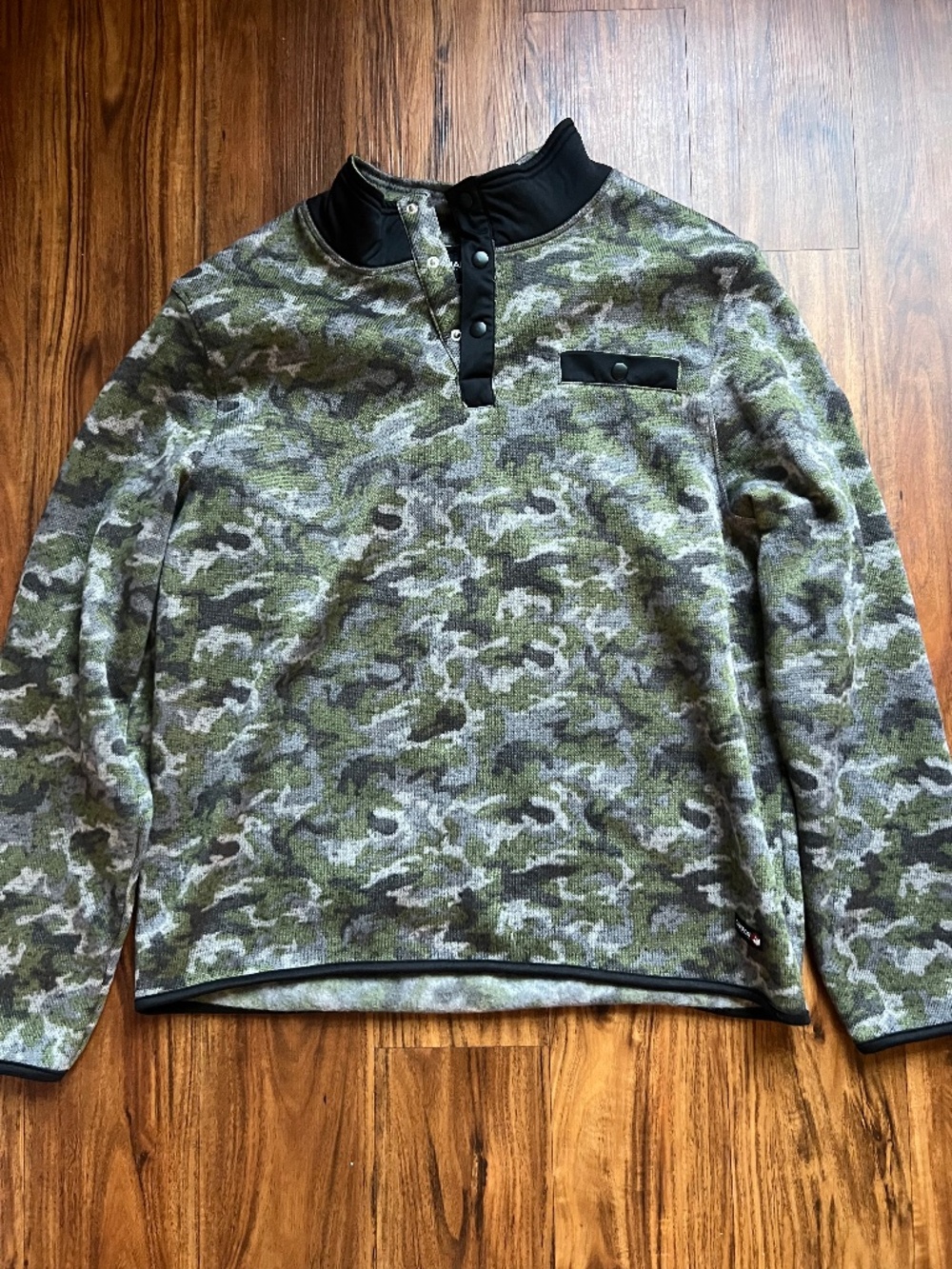 🍁 Canada Weather Gear Camo Pullover Sweater Men's XXL Fleece Lined Snap Neck Cr